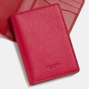 NEW COACH CARD WALLET in RED LEATHER